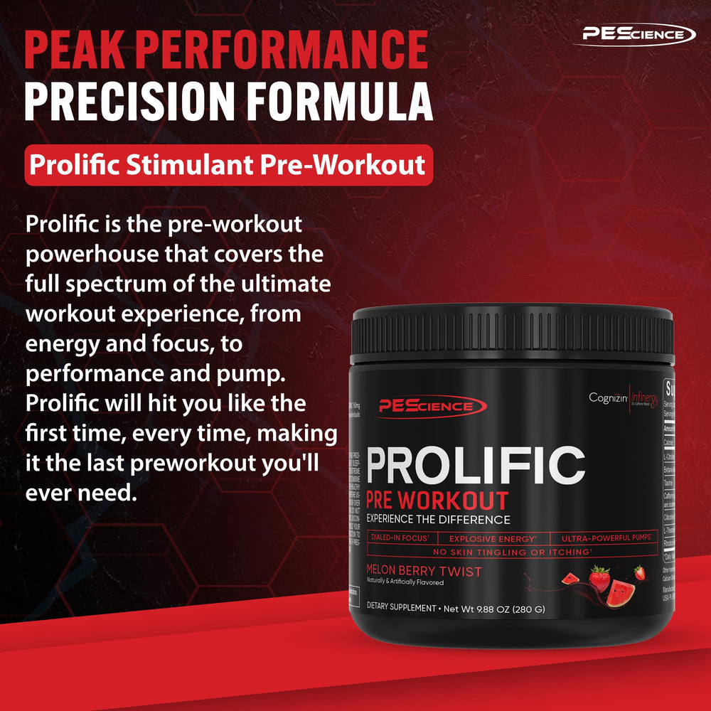 PEScience Prolific scoop dissolving in water demonstrates quick mix and clean energy delivery