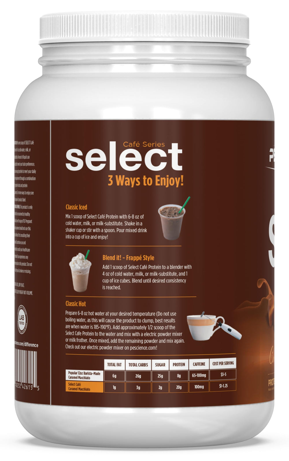 PEScience Select Cafe creamer poured into coffee for a flavorful boost.