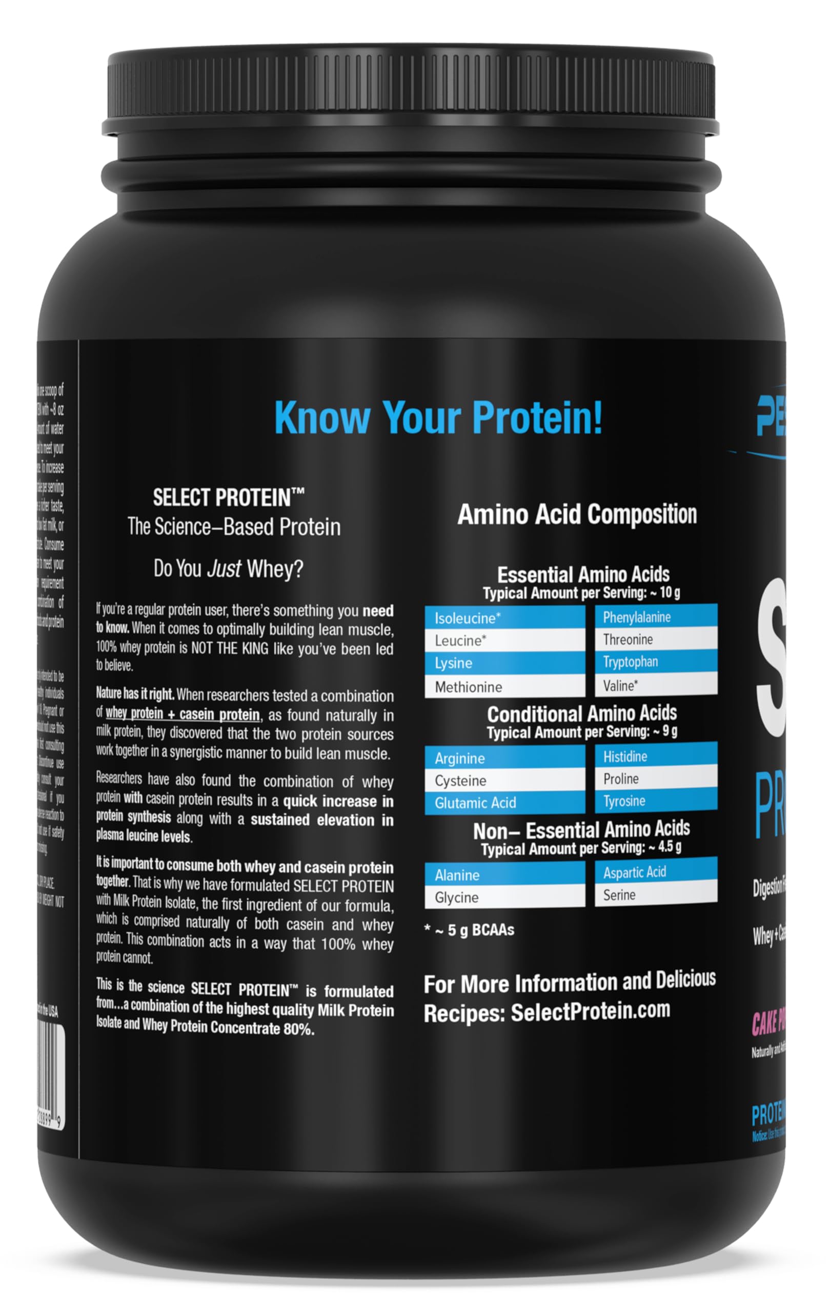 PEScience Select Cake Pop bottle on countertop suggests versatile nutrition.