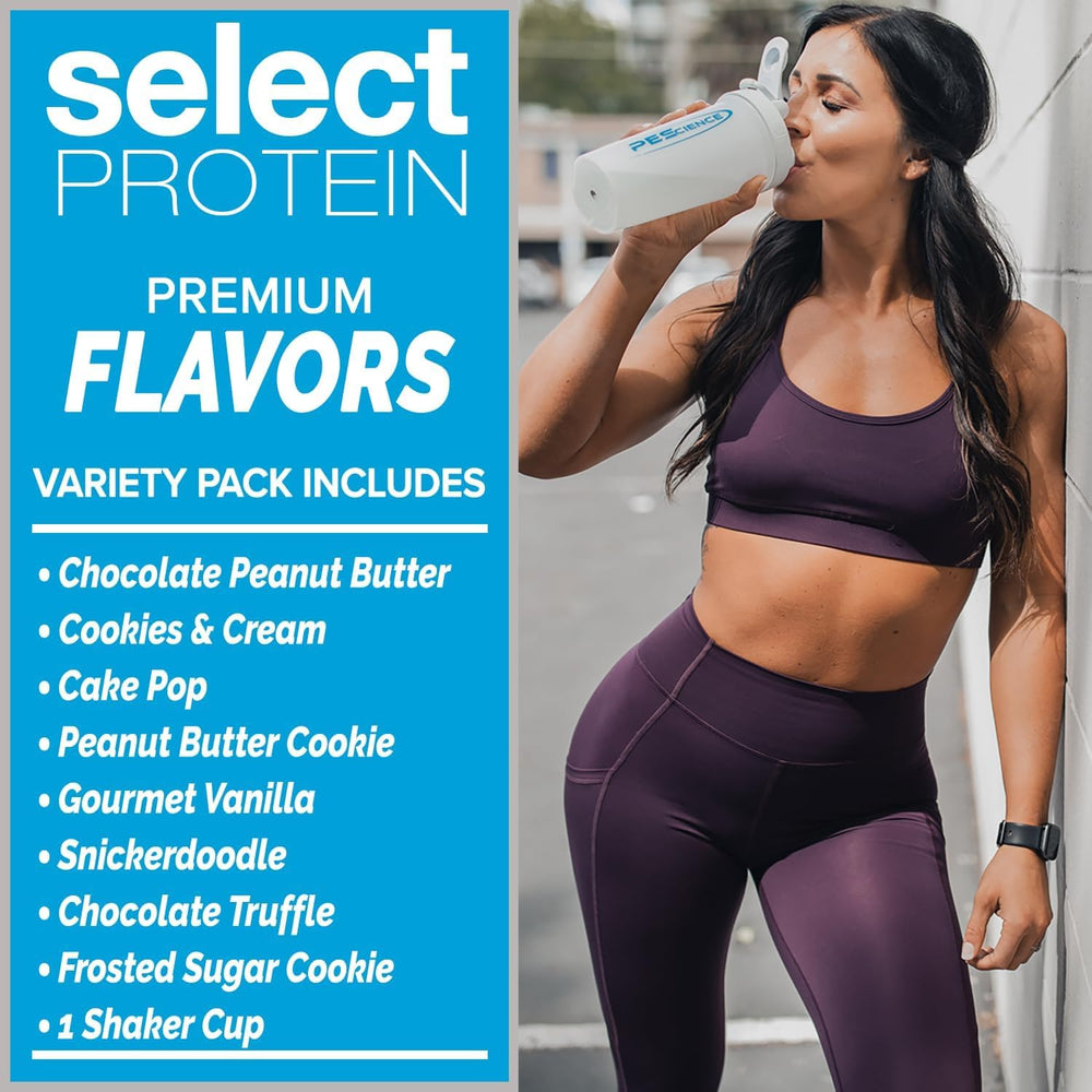 PEScience Select Protein eight-flavor display emphasizes crave-worthy options for meals.