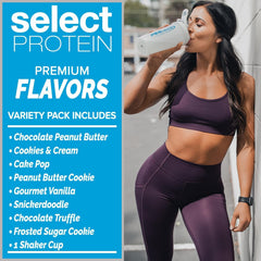 PEScience Select Protein eight-flavor display emphasizes crave-worthy options for meals.