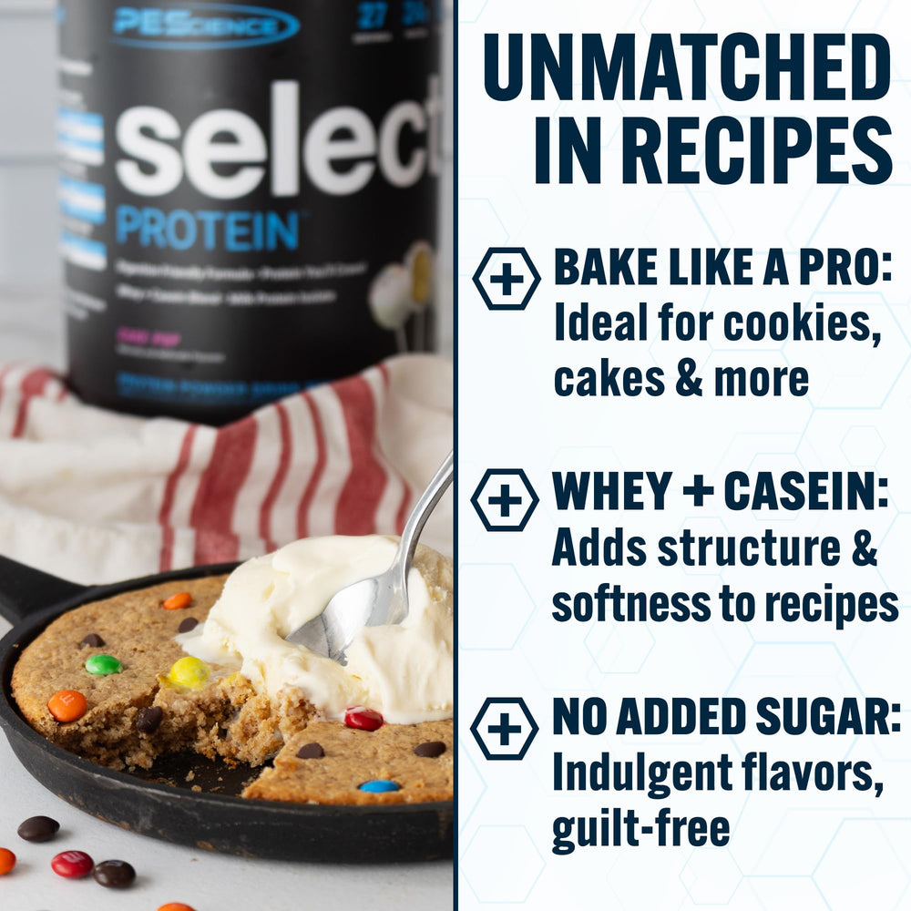 PEScience Select Cake Pop label close-up with nutrition facts and quality cues