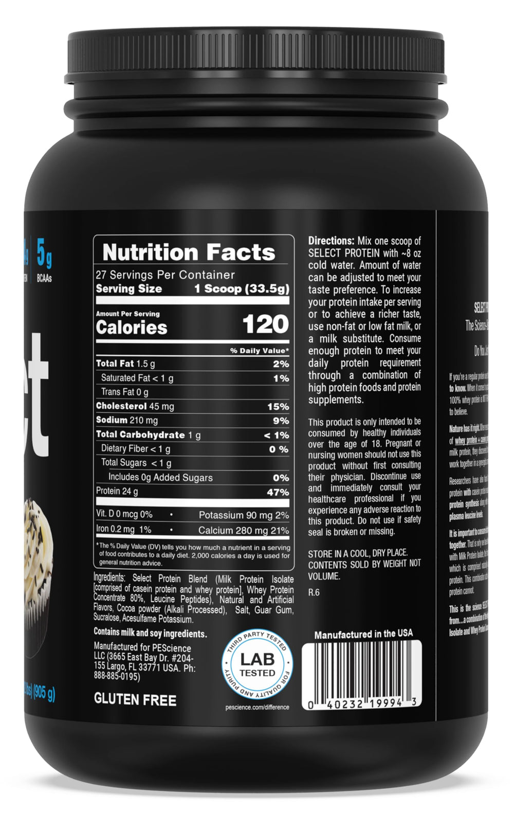 PEScience Select Protein Powder keto-gluten-free badge highlighting dietary compatibility