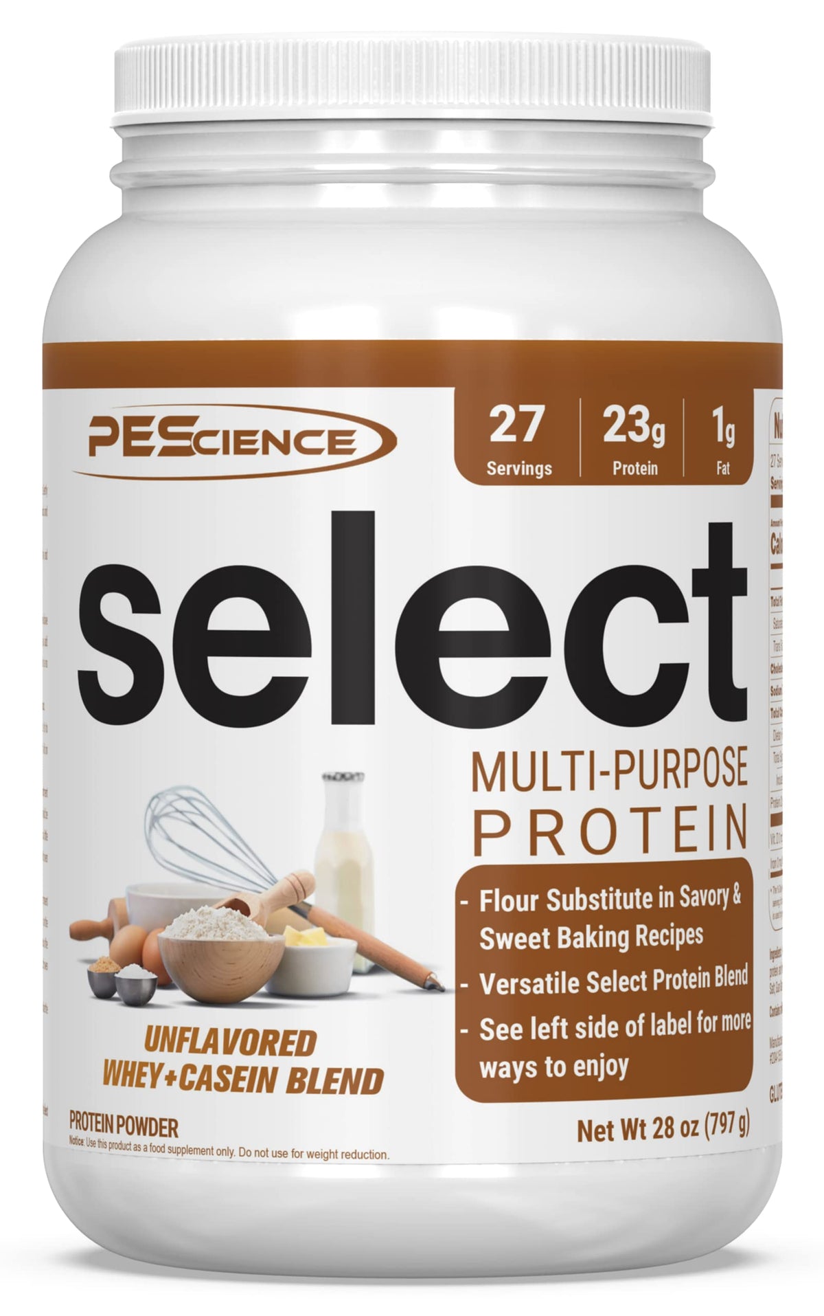 PEScience Select unflavored bottle pouring, versatile base for shakes and recipes