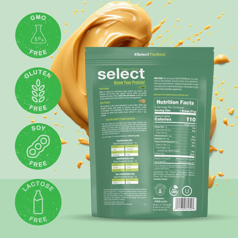 PEScience Select Vegan Peanut Butter Delight bag with creamy texture