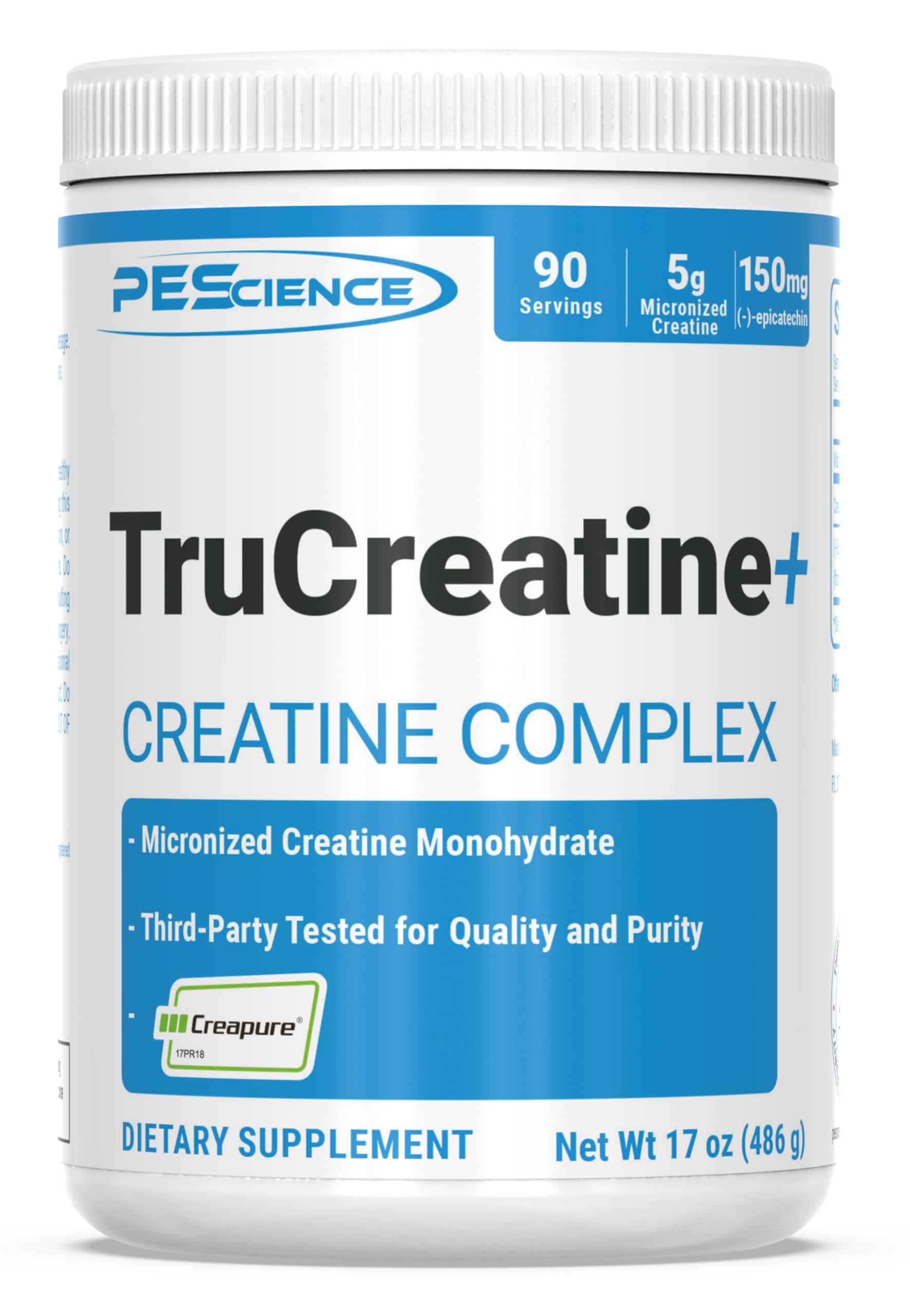 PEScience TruCreatine+ bottle ready for daily workouts and reliable support.