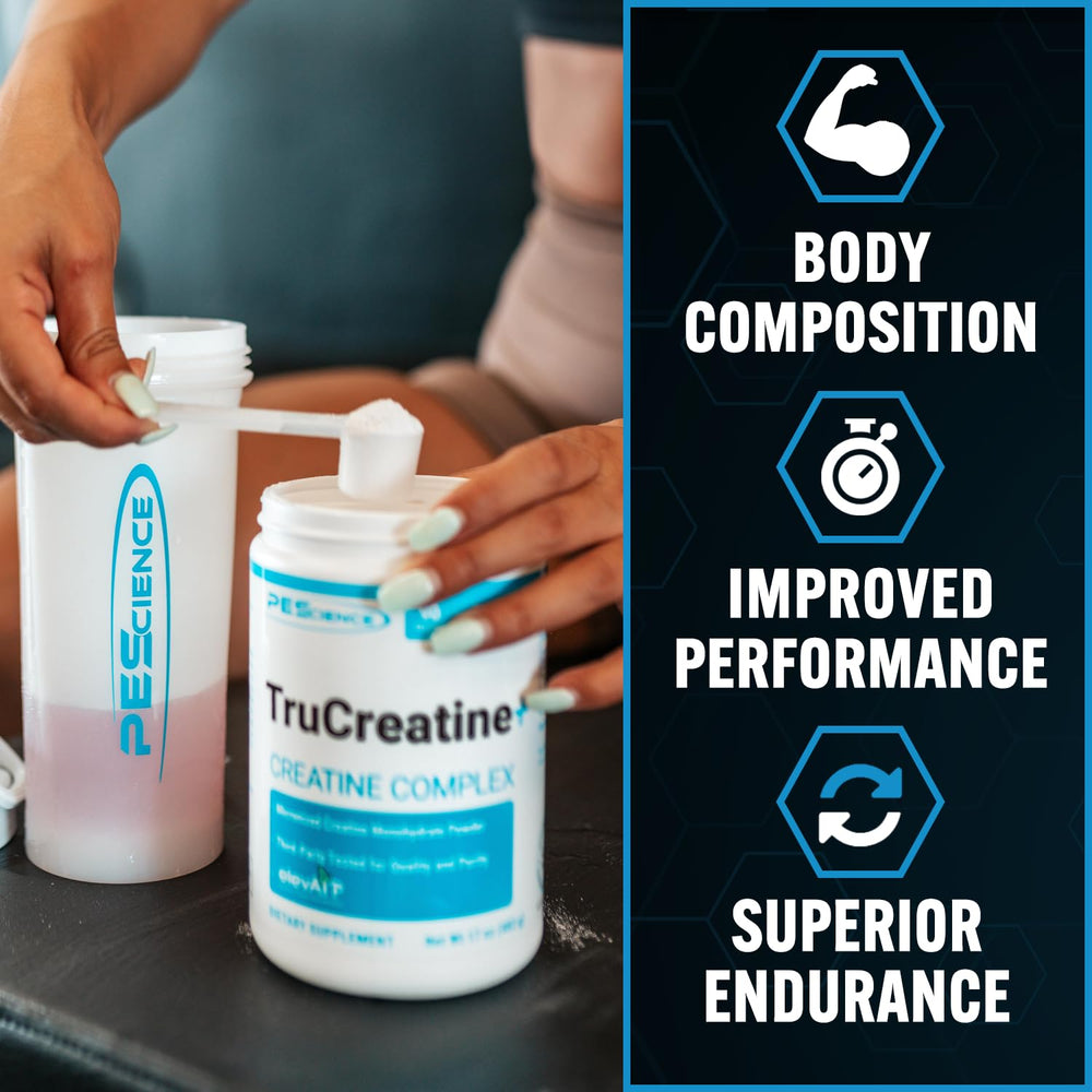 PEScience TruCreatine+ scoop for easy, precise dosing.