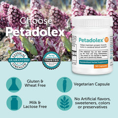 Petadolex bottle with PA-Free label signaling safety features
