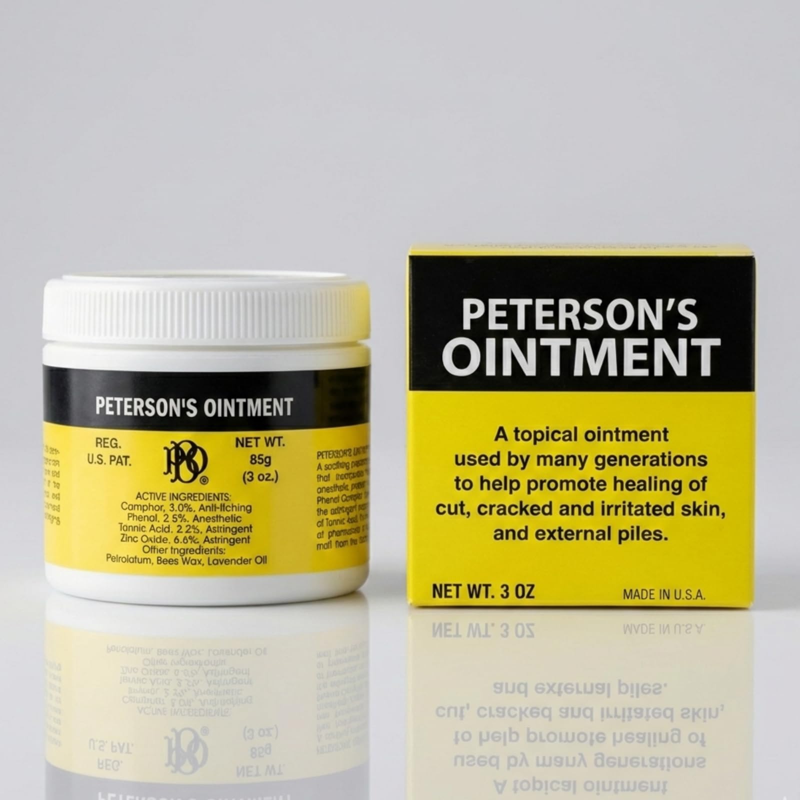 Petersons Ointment 3-Ounce jar close-up showing creamy texture for daily use