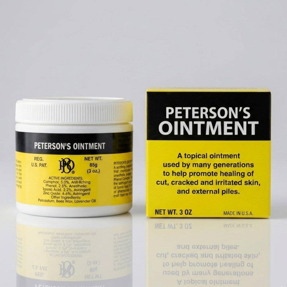 Petersons Ointment 3-Ounce jar close-up showing creamy texture for daily use