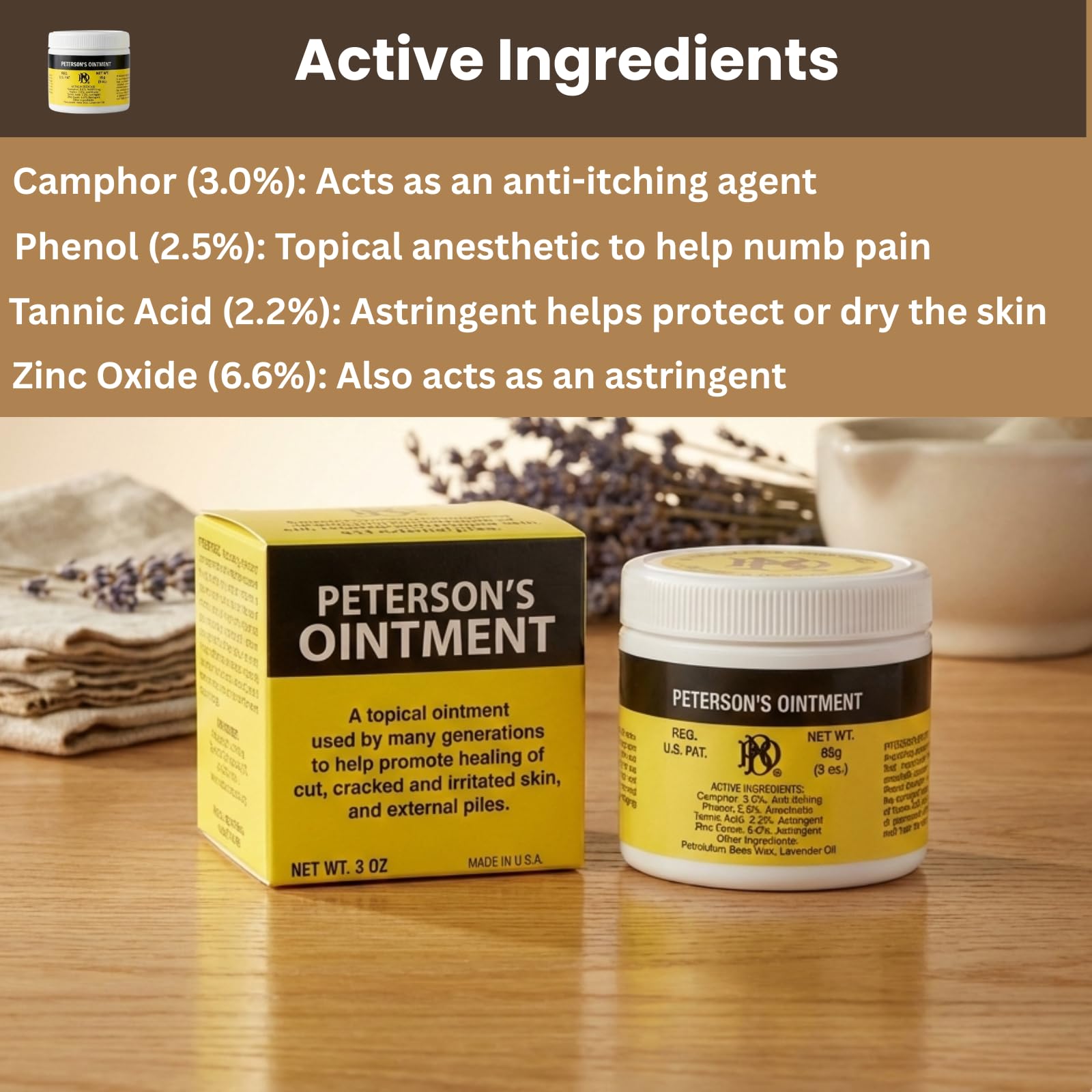 Petersons Ointment cream texture on finger for smooth nighttime application