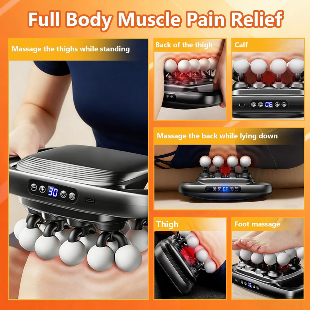 PFUM 16-Head Massage Gun battery and charging shows long lasting power