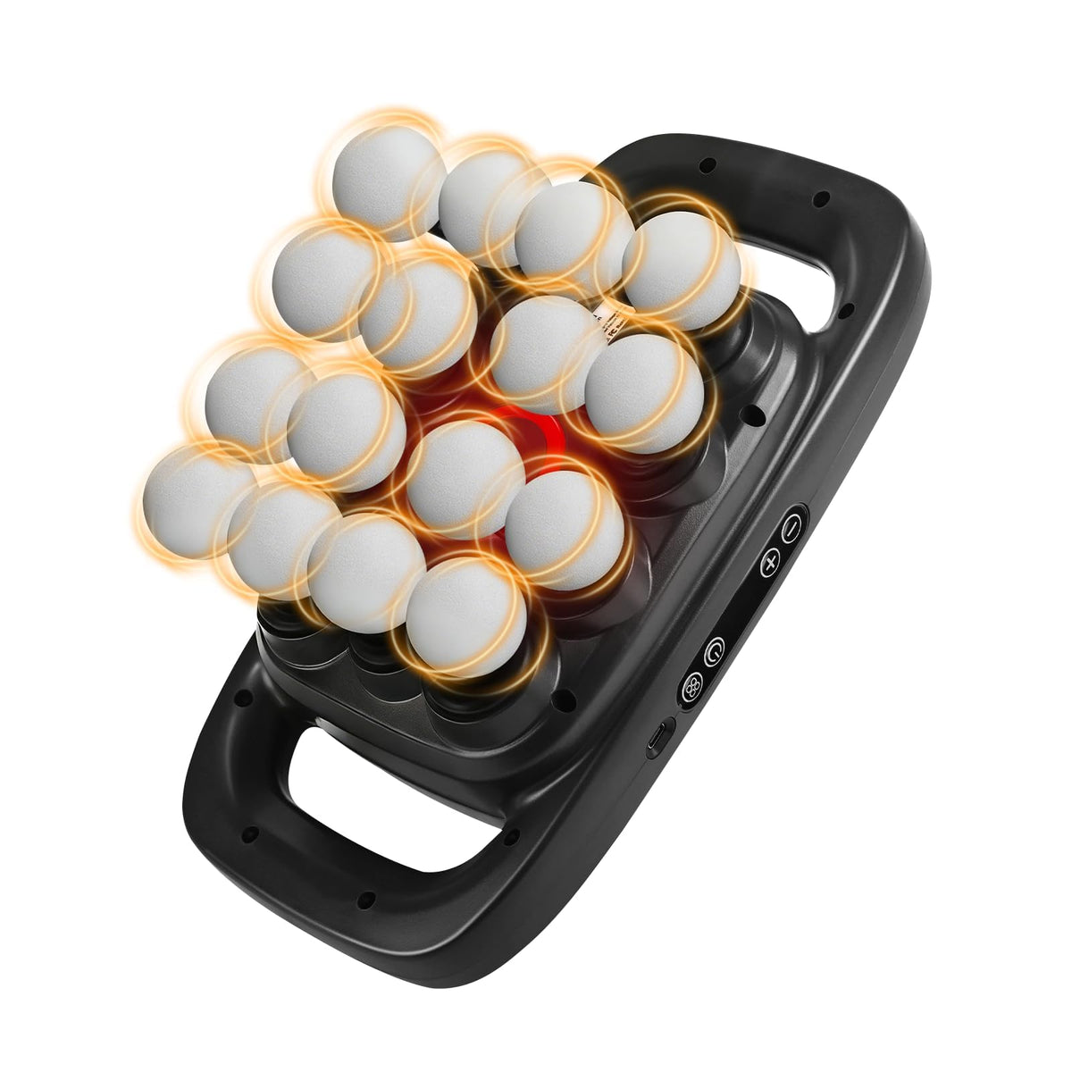 PFUM 16-Head Massage Gun front view highlights portable design for on the go relief