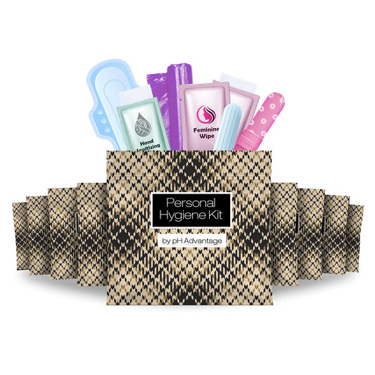 pH Advantage Light Leather period kit packaging highlights compact travel-ready design.