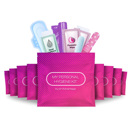 PH Advantage menstrual kit 10-pack pink packaging designed for travel convenience