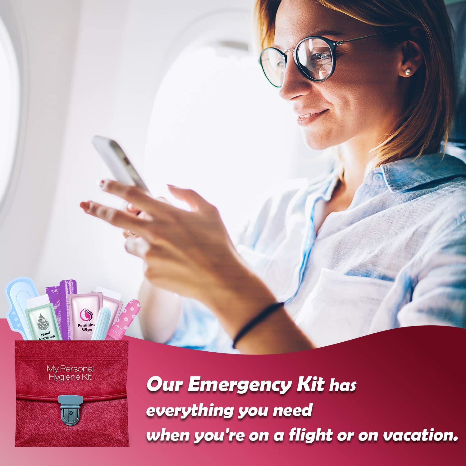PH Advantage menstrual kit zip-top bag: reusable resealable pouch keeps essentials organized