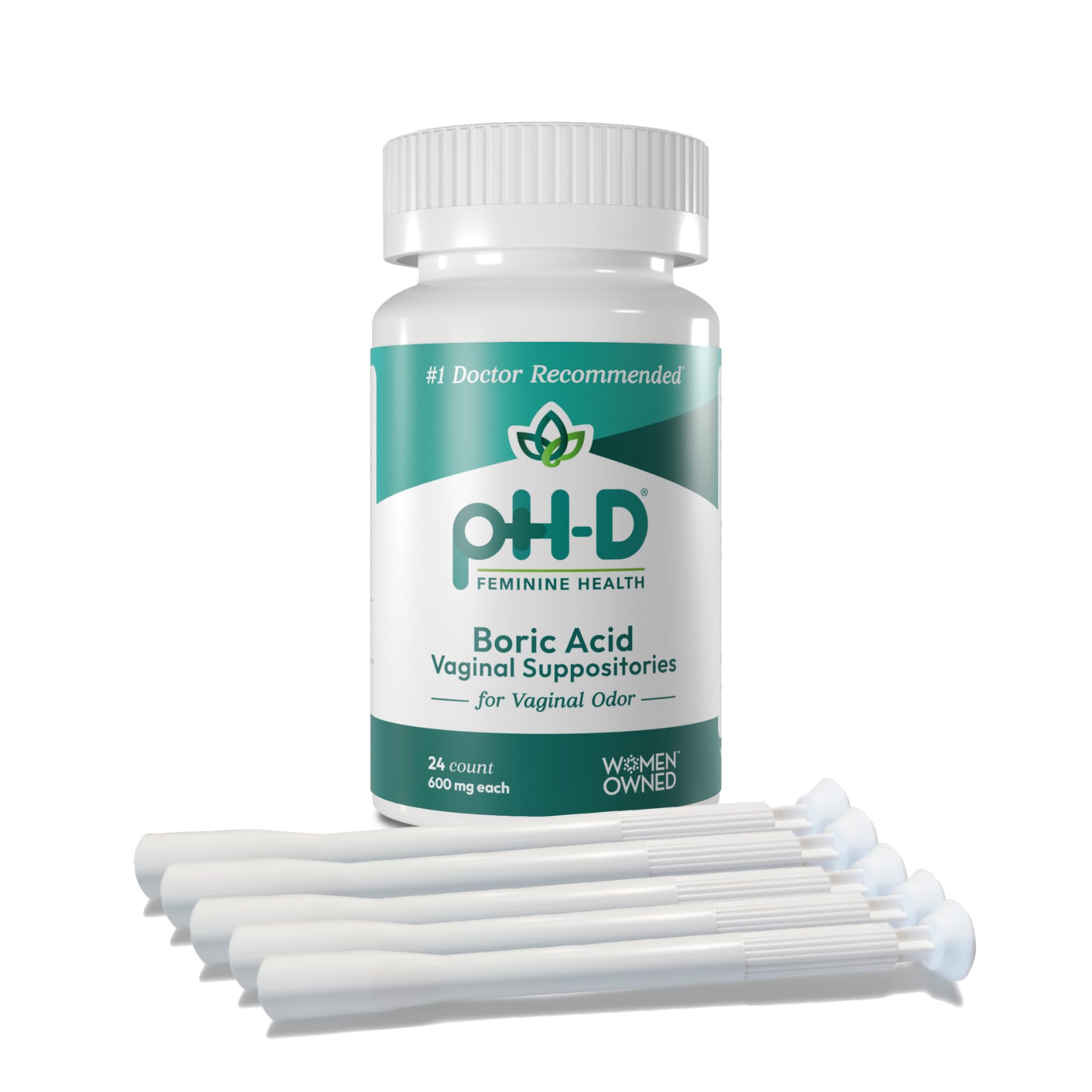 ph-D boric acid suppositories 24 count for convenient at home feminine health support