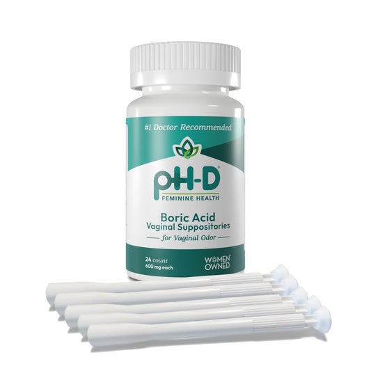ph-D boric acid suppositories 24 count for convenient at home feminine health support