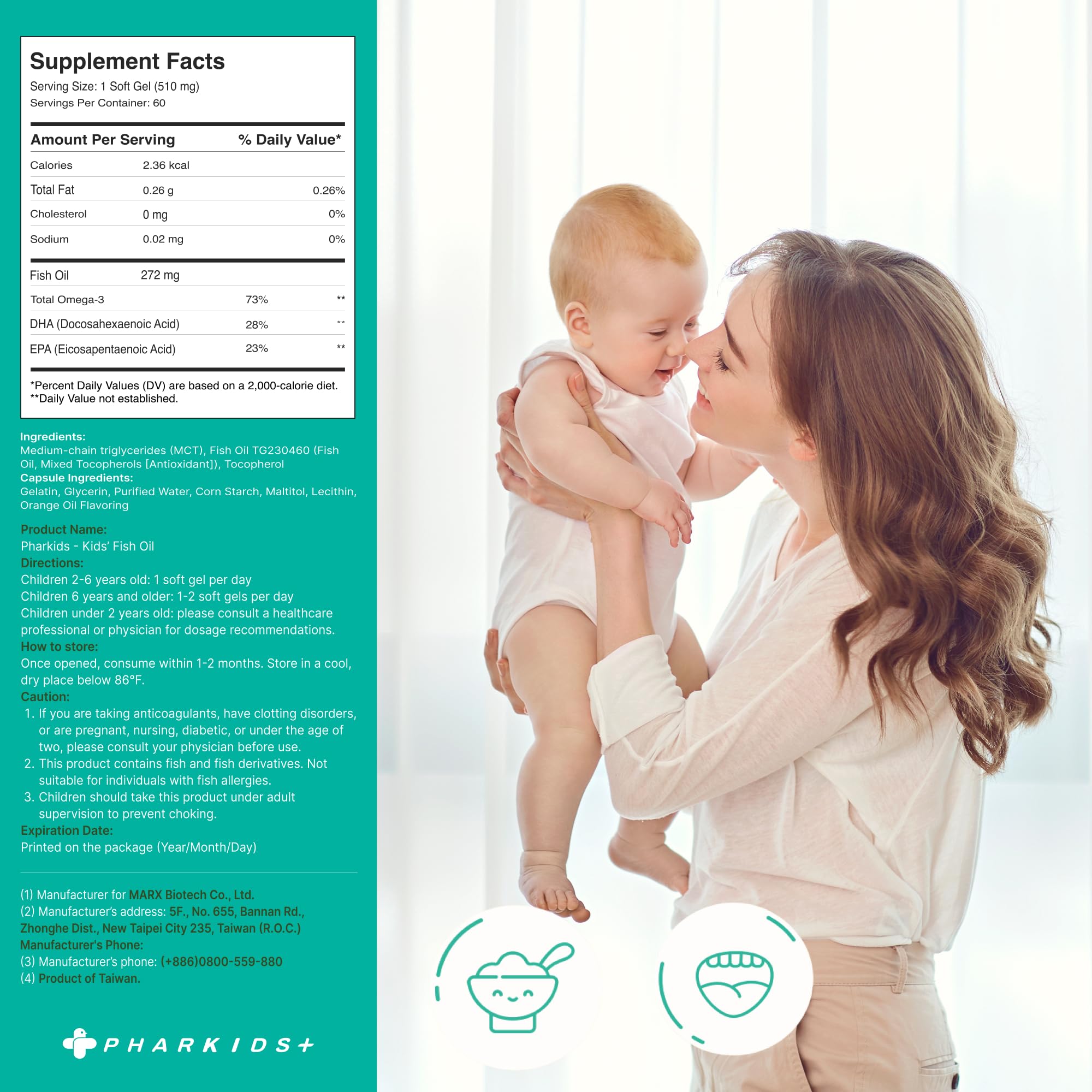 PHARGOODS+ Kids Fish Oil pediatrician-designed label communicates trust