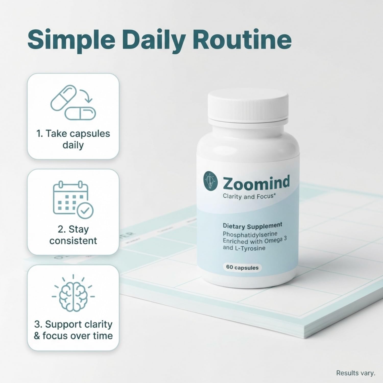PHARMA SHAUL Zoomind capsules pouring into spoon.