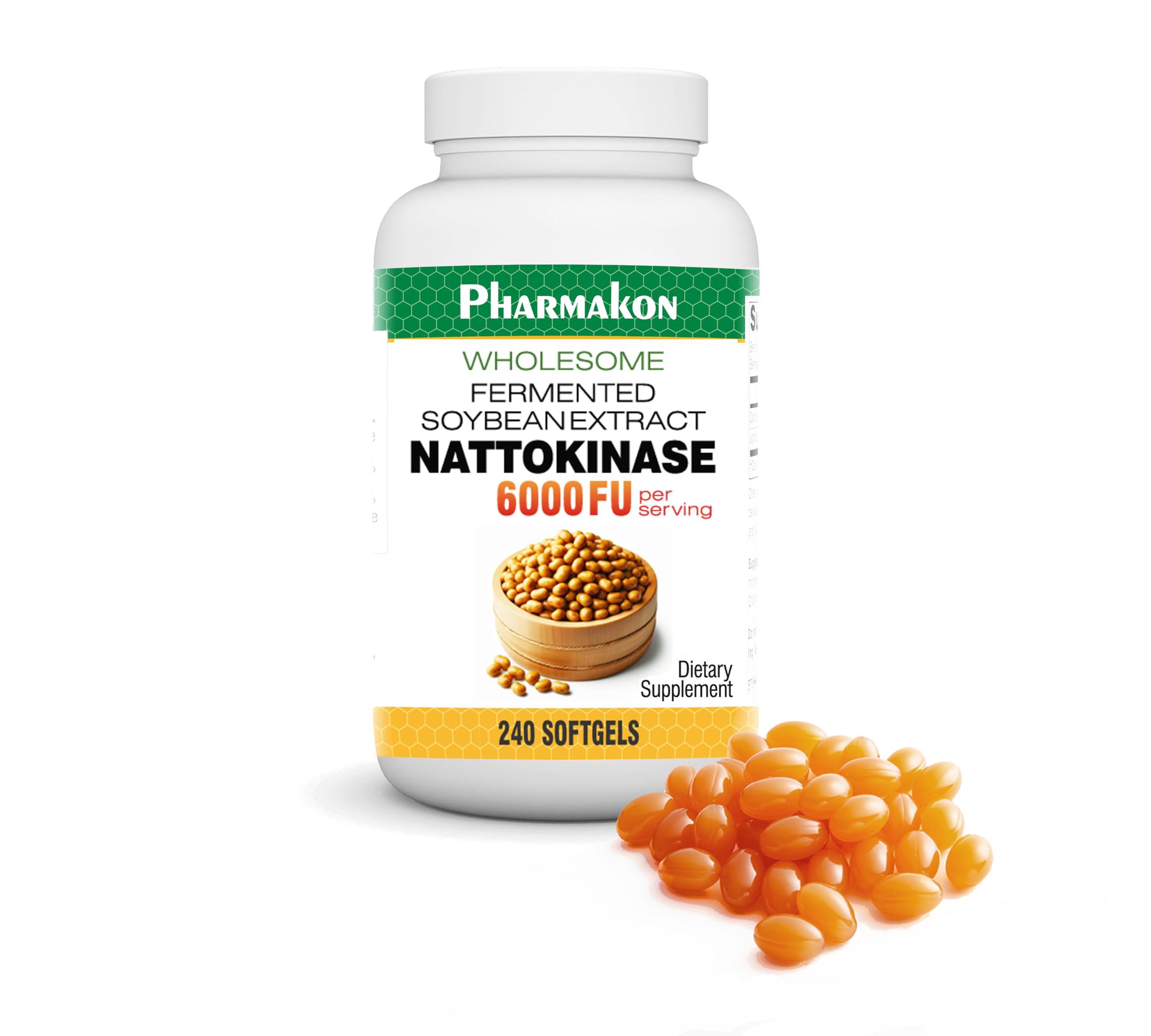 PHARMAKON nattokinase bottle front view for potential cardiovascular support.