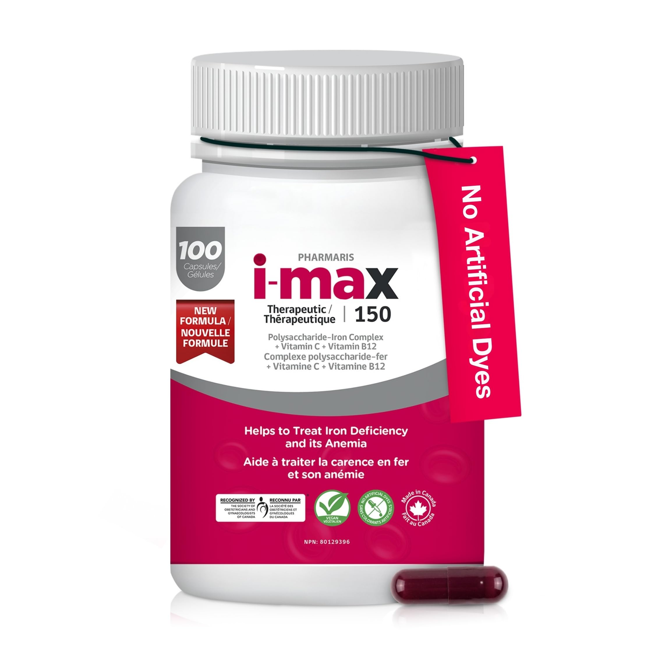 Pharmaris i-Max bottle front view for daily iron support