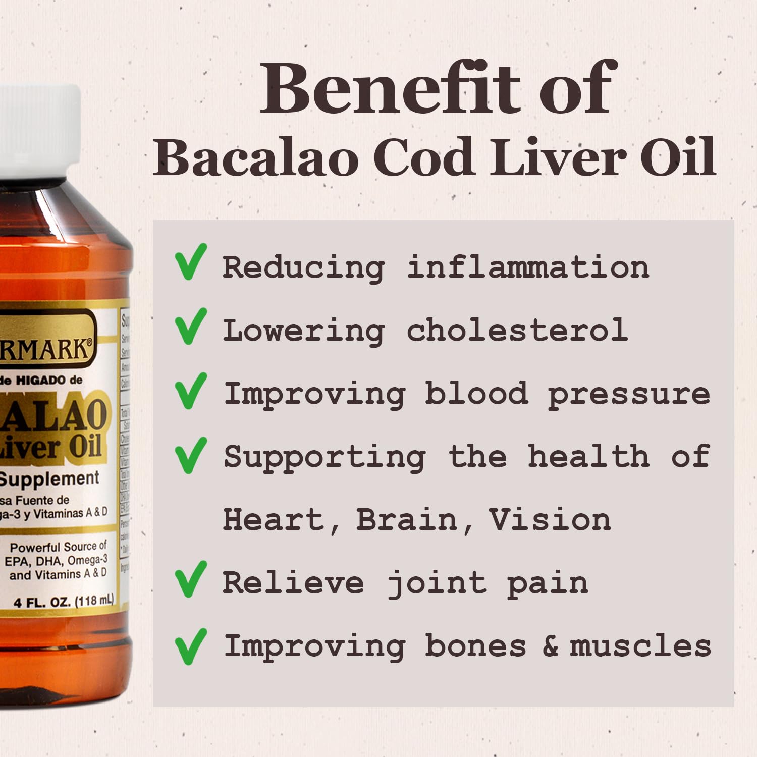 Pharmark cod liver oil 2-pack back: clear label with ingredients