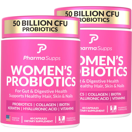PharmaSupps Advanced Women's Probiotics bottle promotes balanced digestion.