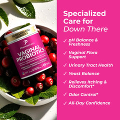 PharmaSupps probiotic capsules closeup for balanced vaginal health