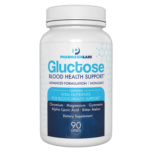 Pharmaxin Gluctose bottle front showing daily blood health support formula