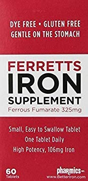 Pharmics Ferretts bottle front highlights daily iron support