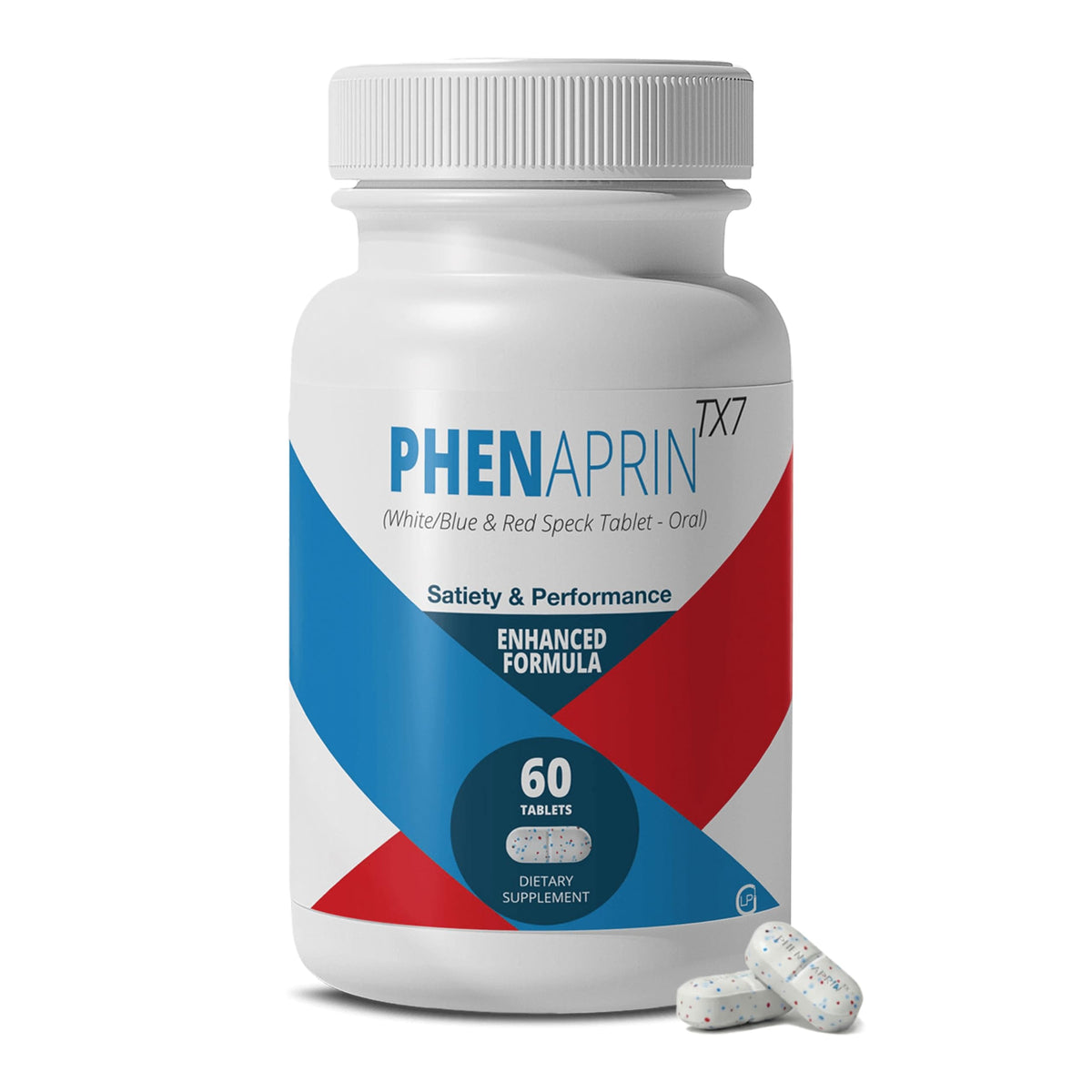 PhenAprin TX7 bottle and packaging promoting steady energy and appetite control.