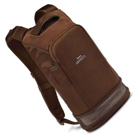 Philips Respironics backpack with inside pockets for paperwork and accessories, organized for on the go oxygen therapy
