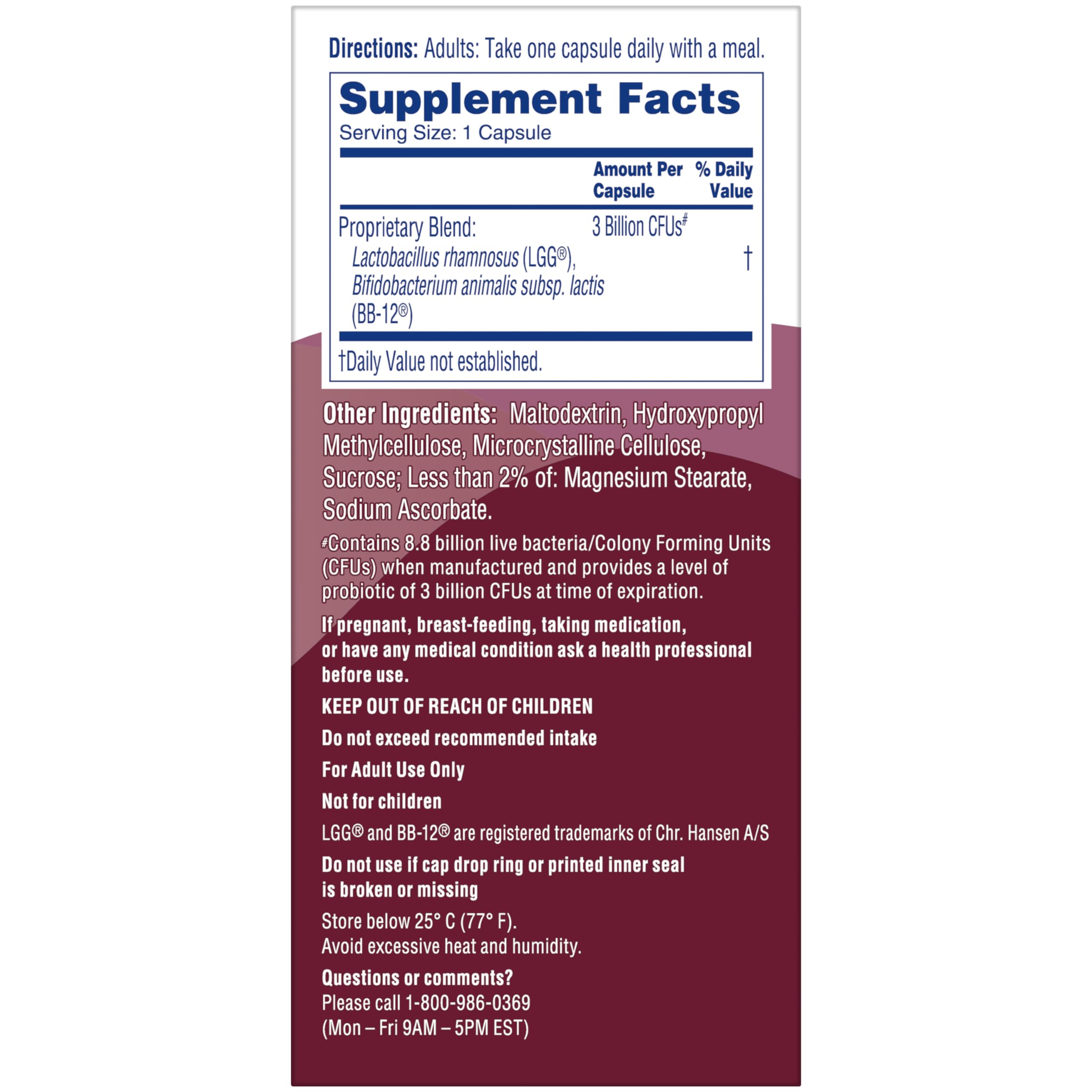 Expiry date and 3 Billion CFUs emphasized on Phillips' Colon Health bottle