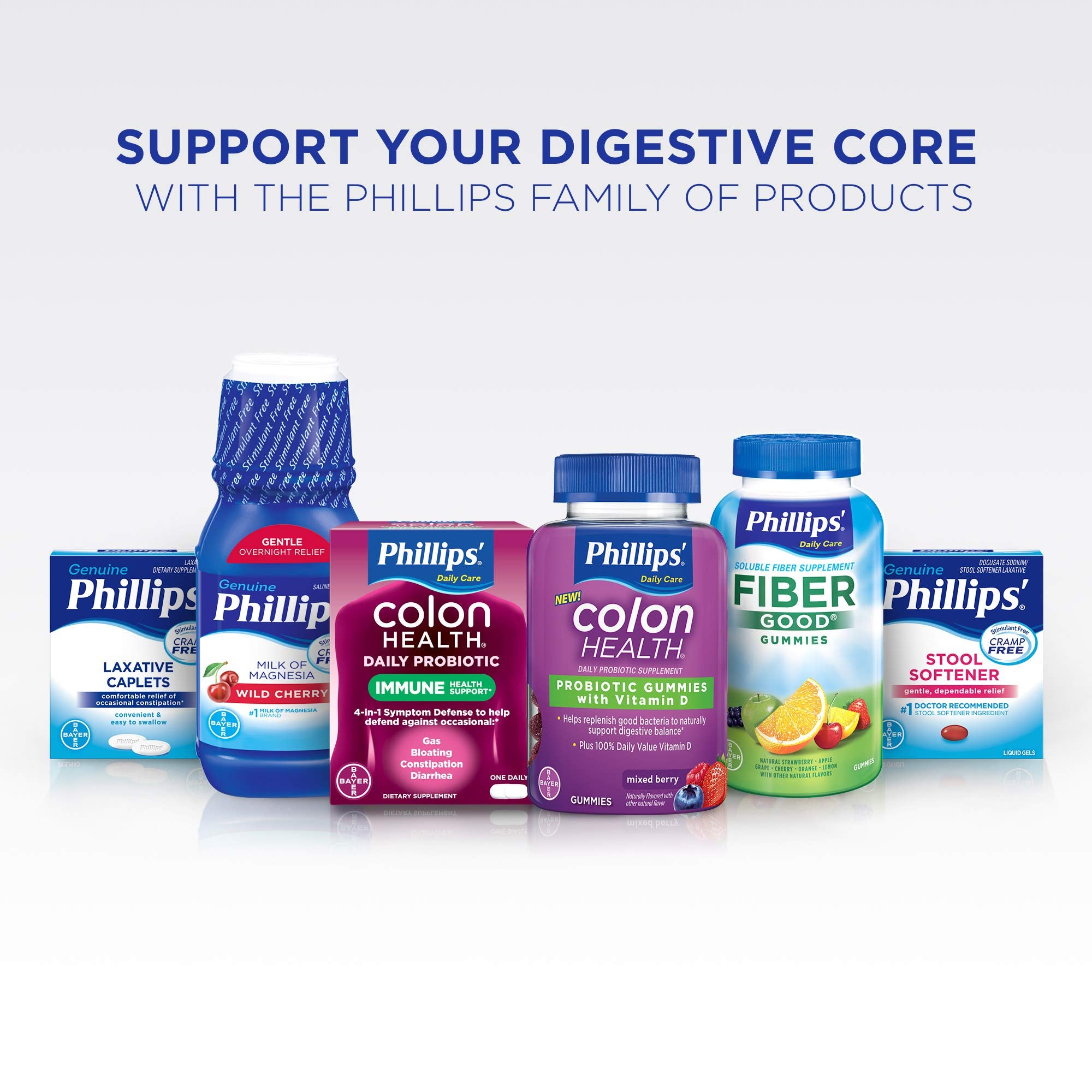 Phillips' Laxative Caplets four-pack box shot emphasizing value and packaging.