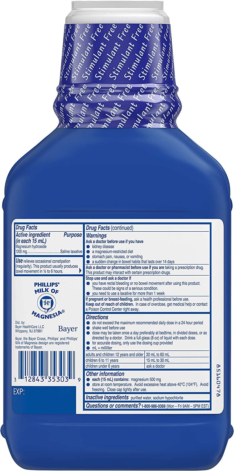 Phillips' Milk of Magnesia Wild Cherry bottle offers pleasant flavor and gentle relief.