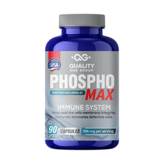 Phosphomax bottle with pour cap showing easy daily use for immune support.