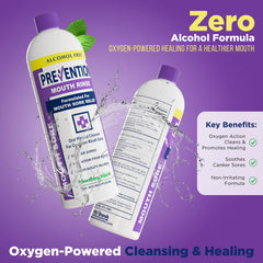 PHS Prevention Mouth Sore Rinse being poured to reveal minty aroma