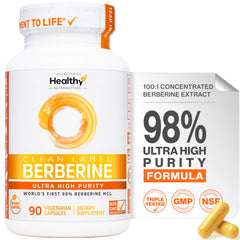 Physician's Healthy Alternatives Clean Label Berberine bottle close-up highlights potency