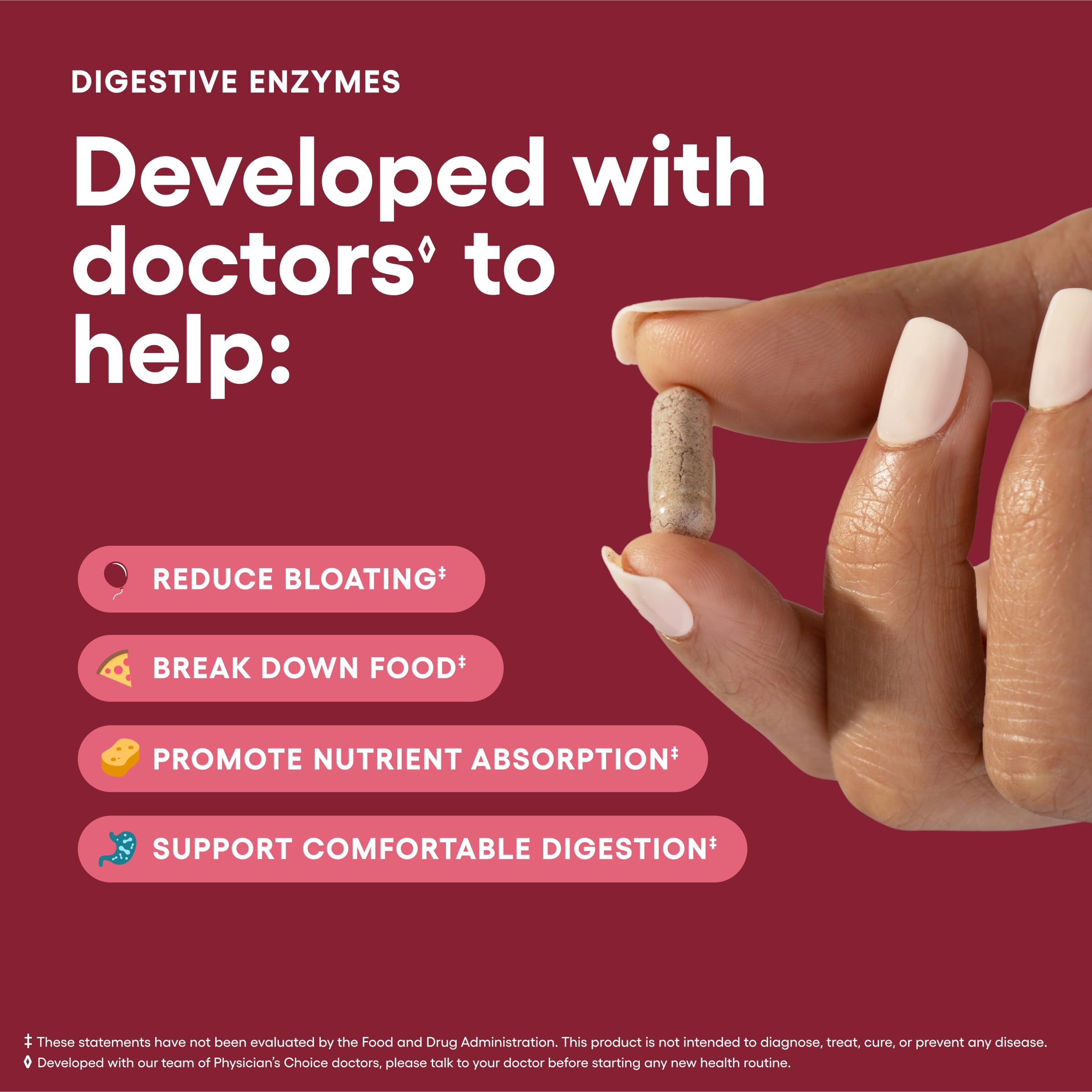 Physician's CHOICE meal-time comfort enzyme-set aids complete digestion