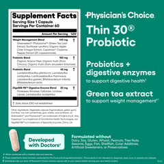 Physician's CHOICE Probiotics green tea extract on package front communicates antioxidant support.