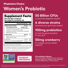 Physician's CHOICE Probiotics bottle with 50B CFU supports gut diversity.