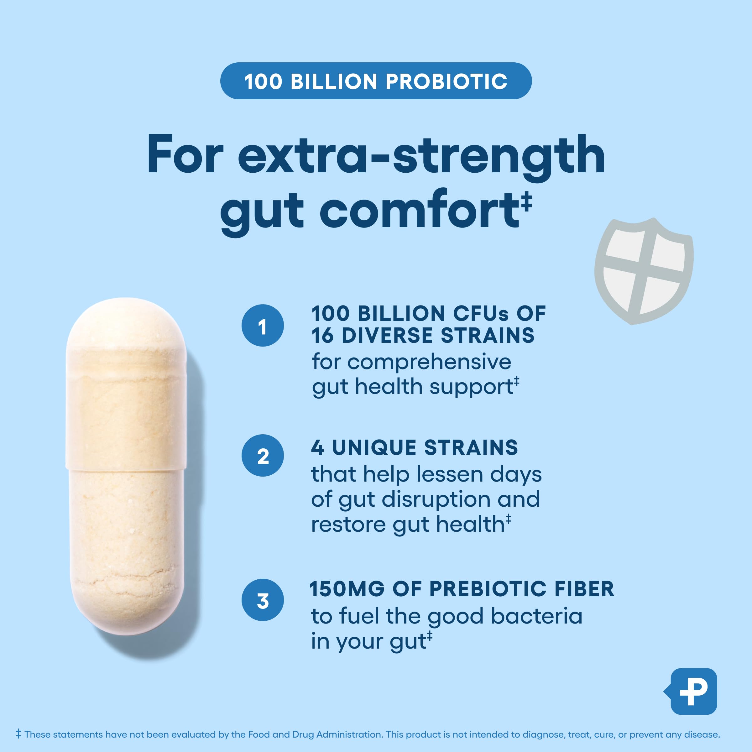 Physician's CHOICE Shelf-stable packaging preserves probiotic potency until expiration.