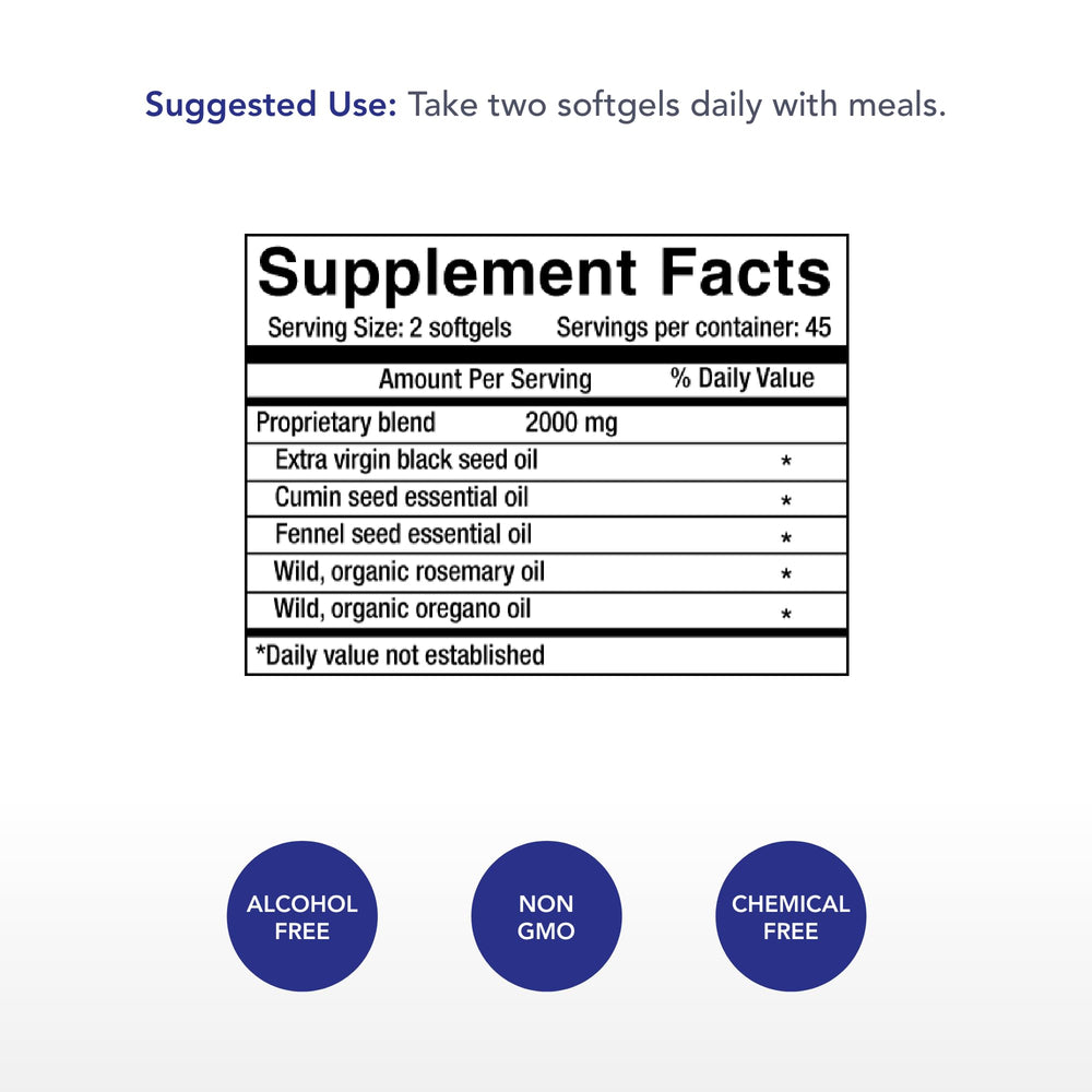 Physician's Strength softgels close-up highlighting fresh, cold-pressed oil.