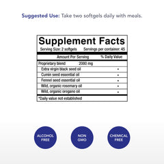 Physician's Strength softgels close-up highlighting fresh, cold-pressed oil.