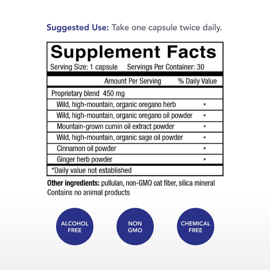 Physician's Strength Oregacillin capsules close-up highlighting natural ingredients for everyday wellness.