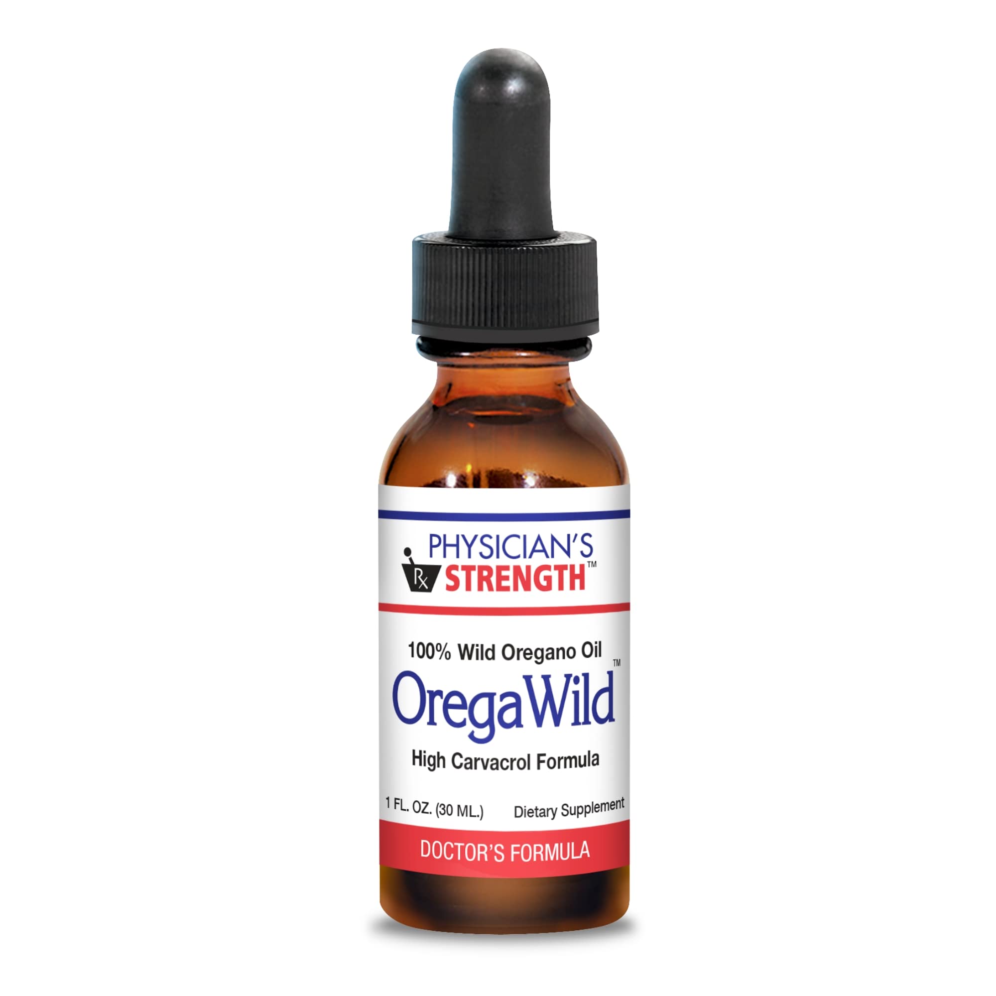 Physician's Strength OregaWild bottle pour—pure wild oregano oil for everyday use.