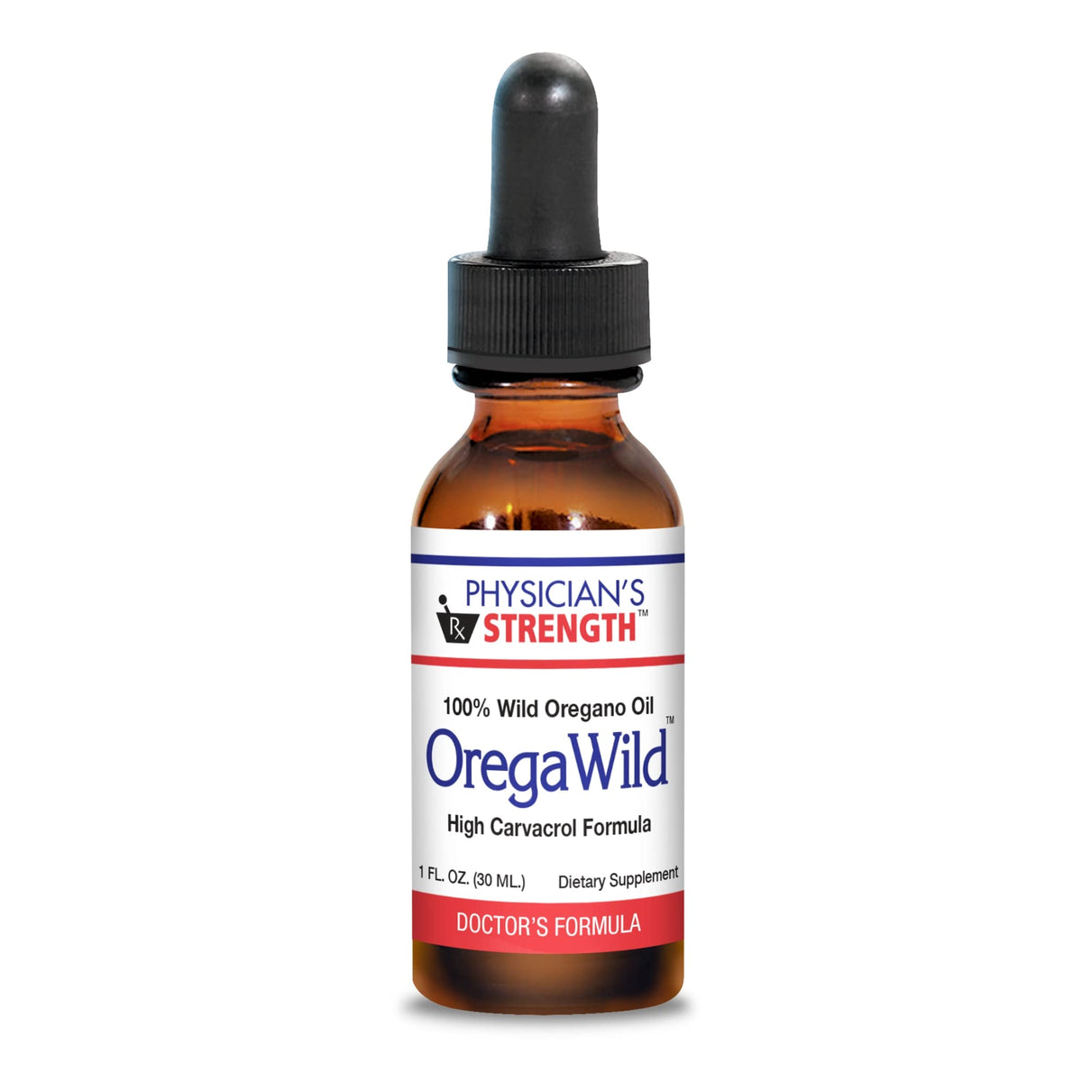 Physician's Strength OregaWild bottle pour—pure wild oregano oil for everyday use.