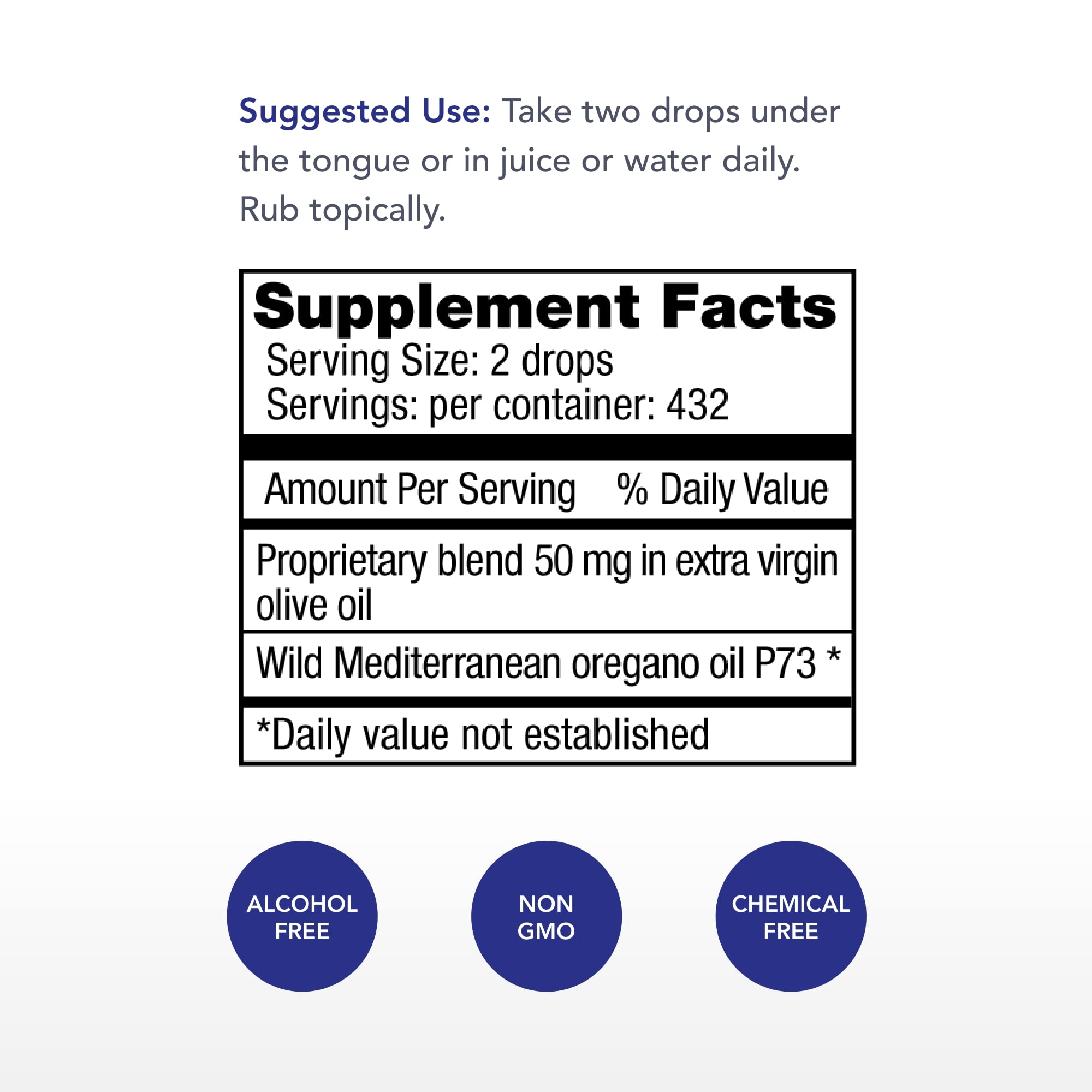 Physician's Strength OregaWild dropper dispense—easy to place drops in water or juice.