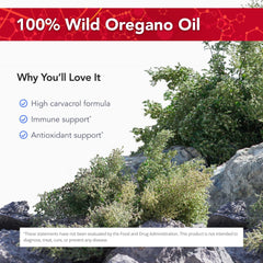 Physician's Strength OregaWild label close-up with P73 oregano and high potency.